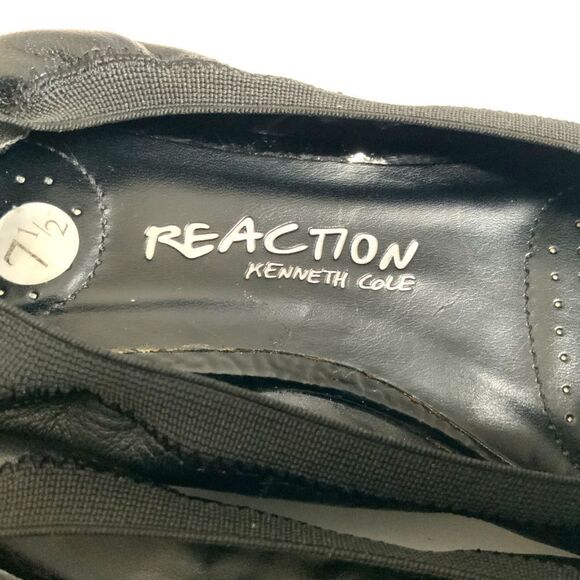 KENNETH COLE REACTION ‘Blink Wink’ Black Natural and Patent Leather Ballet Flats - Picture 10 of 12